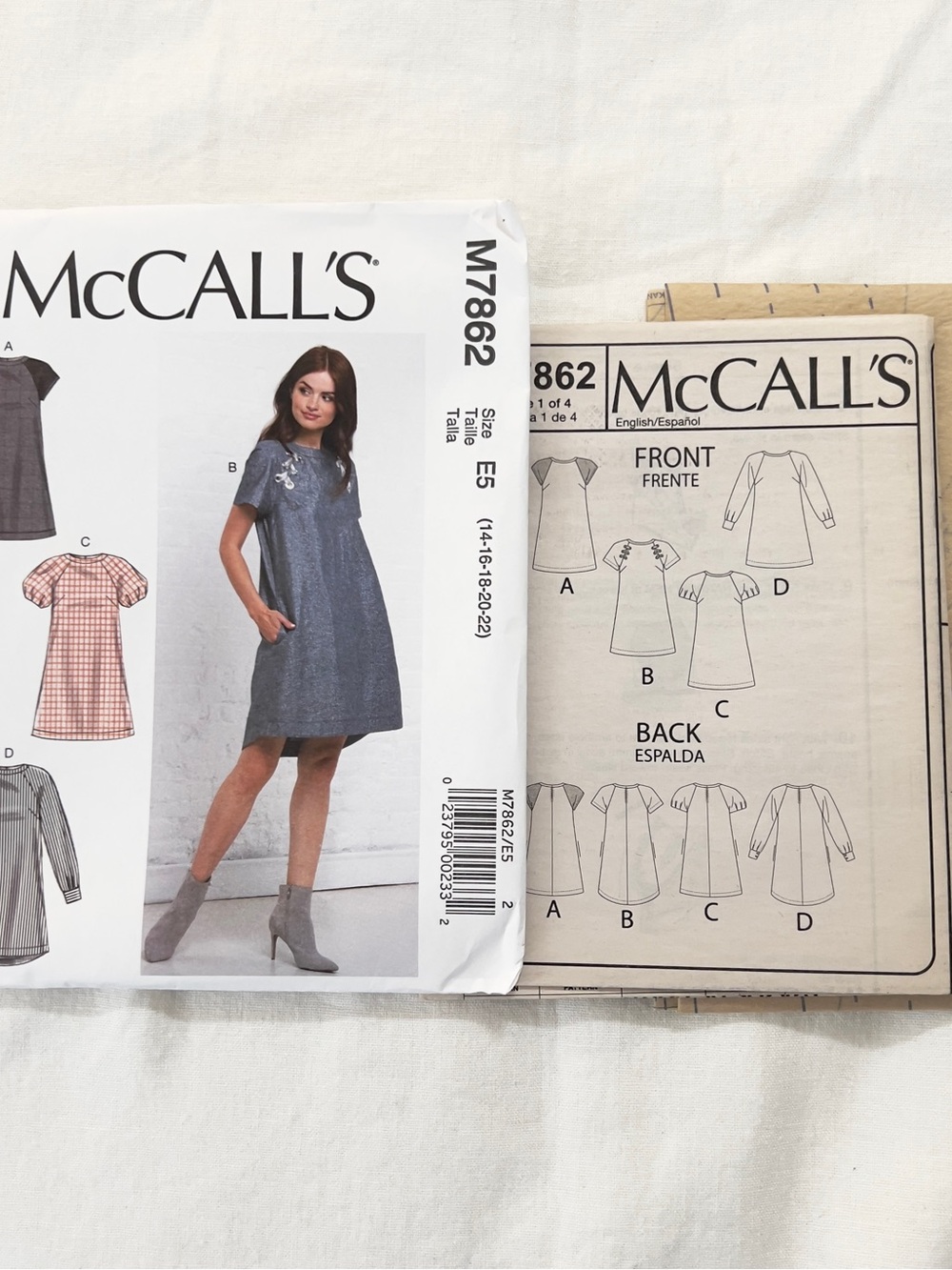 McCall’s M7862 Sewing Pattern Misses Shift Dress Size E5 14-22 Uncut
